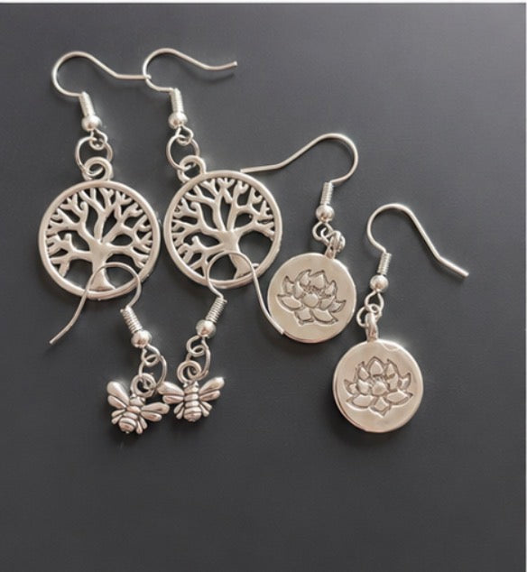 3 pack silver earring set