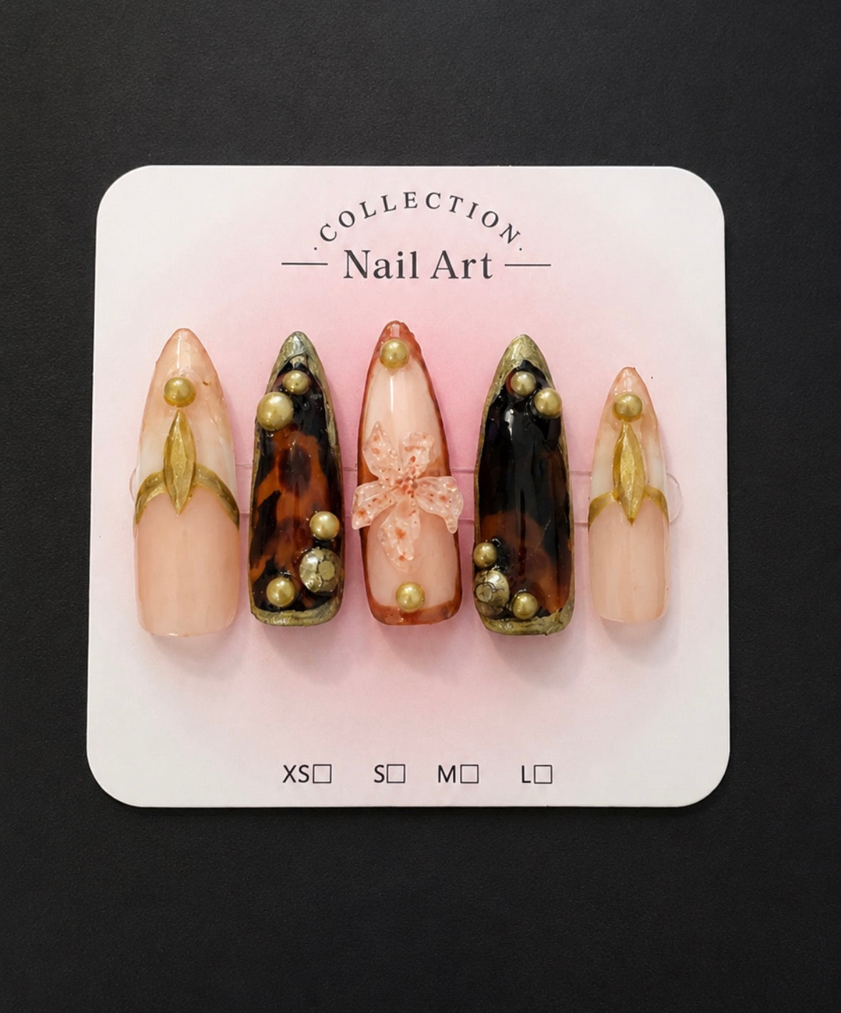 brown tortoise shell press-on nail set