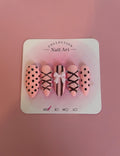 pink and black press on nail set