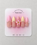 pink and yellow pearl press-on nail set